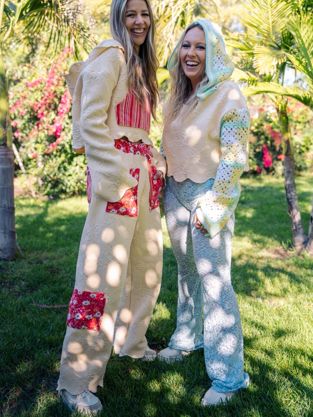 Wide Leg Cargo Pants with Floral/Striped Pockets